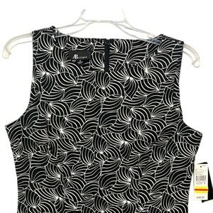 AB‎ Studio Women's Sheath Dress Black White Abstract Print Size 8